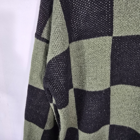 Just Polly Green & Black Checkered Knit Sweater Size L - Picture 5 of 5